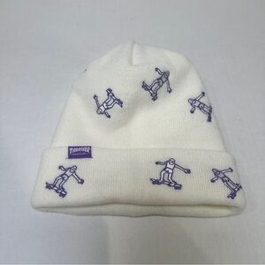 Thrasher Magazine Mark Gonzales GONZ LOGO Skateboard Beanie WHITE PURPLE